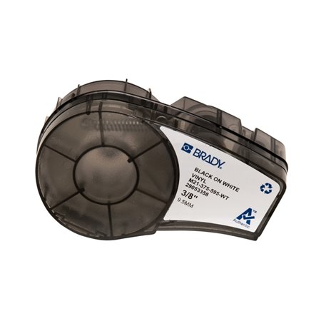 Brady M21-375-595-WT Fita de Etiquetas Original Vinil Texto Preto sobre Fundo Branco Largura 9,53mm x 6,40m