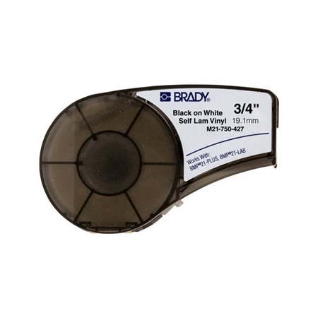 Brady M21-750-427 Fita de Etiquetas Original de Vinil Texto Preto sobre Fundo Branco Largura 19,1mm x 4,30m