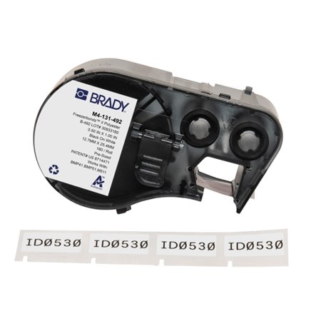 Brady M4-131-492 Fita de Etiquetas Original Poliester Ultrafinas para Laboratorio Texto Preto sobre Fundo Branco Largura 25,4