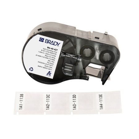 Brady M4-49-427 Fita de Etiquetas Original Vinil Autolaminável Texto Preto sobre Fundo Branco Largura 25,40mm x Alto 25,40mm