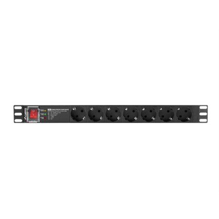 Lanberg power strip 1u 16a 7x schuko rack 19 polegadas 2m preto
